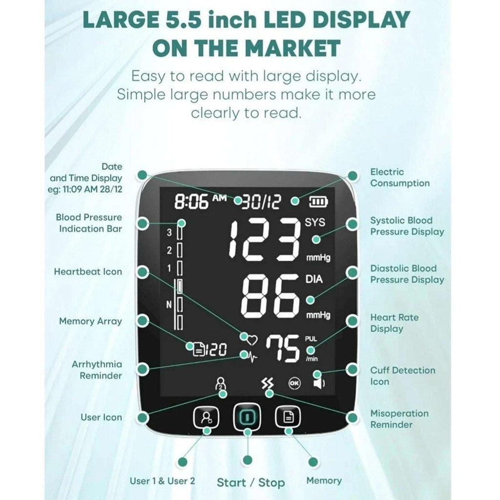 LAZLE Automatic Blood Pressure Monitor & Upper Arm Cuff w/ Advanced Accuracy NEW