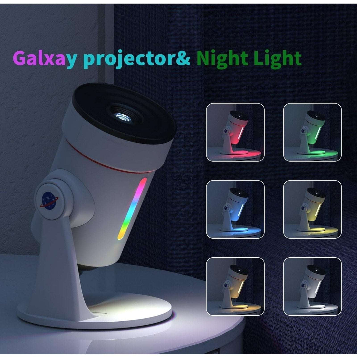 4K HD Galaxy Star Projector with 10 Slides, 360° Rotation, Timer & 8 LED Colors