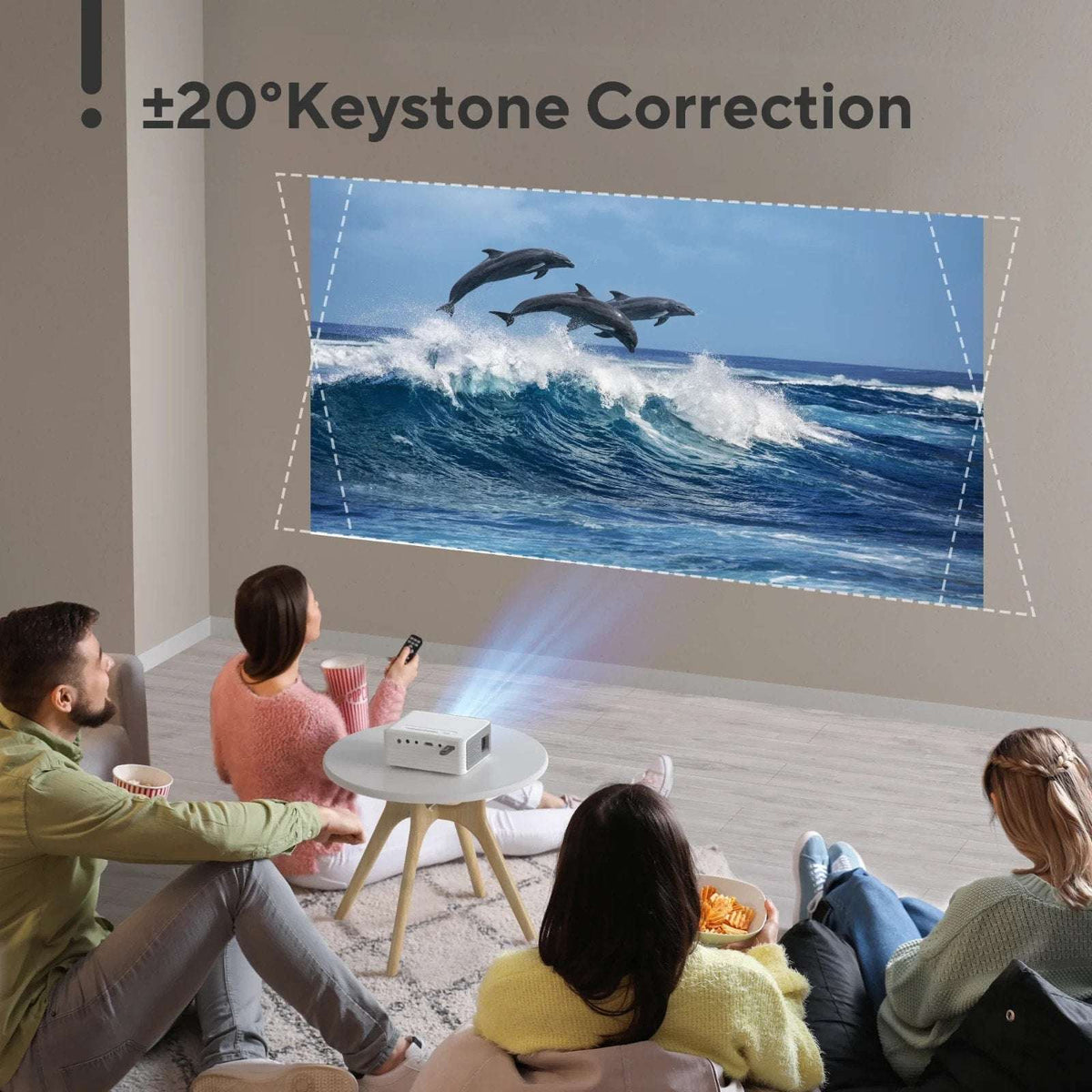 Akiyo WiFi Led Portable Projector w/ Stand & Remote Bundle iOS Android PC PS5