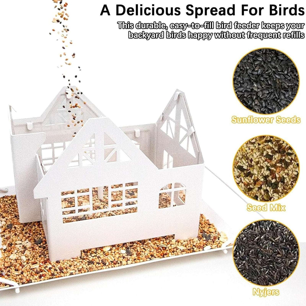 Solar Bird Feeder House Waterproof Hanging All Metal Wild Bird Outdoor Feeder