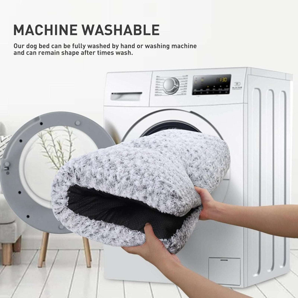 KSIIA Washable Dog Bed Deluxe Soft Plush Kennel Pad Anti-Slip 23" x 18" x3" Grey