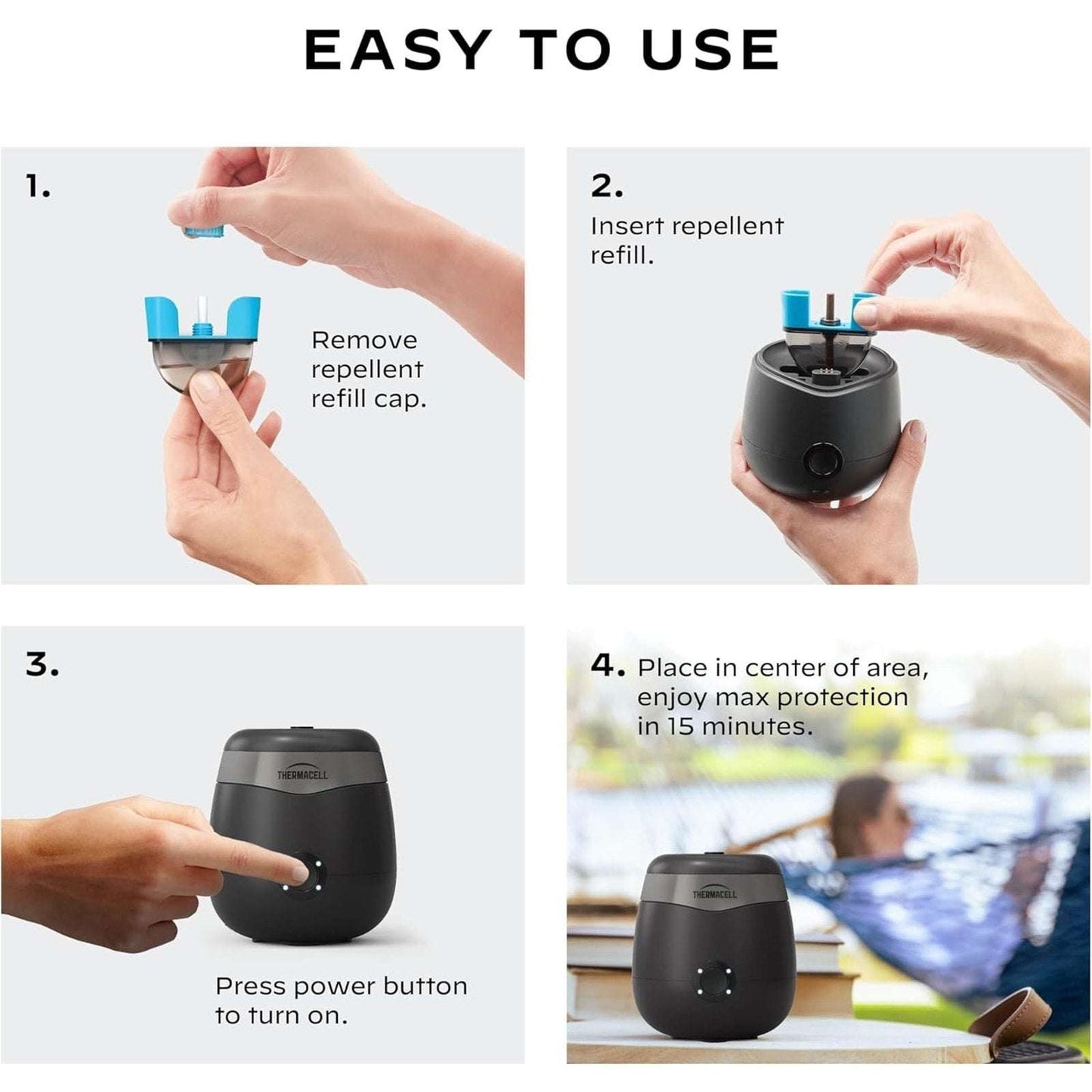 Thermacell Mosquito Repellent Rechargeable E-Series 20' Protection w 12Hr Refill