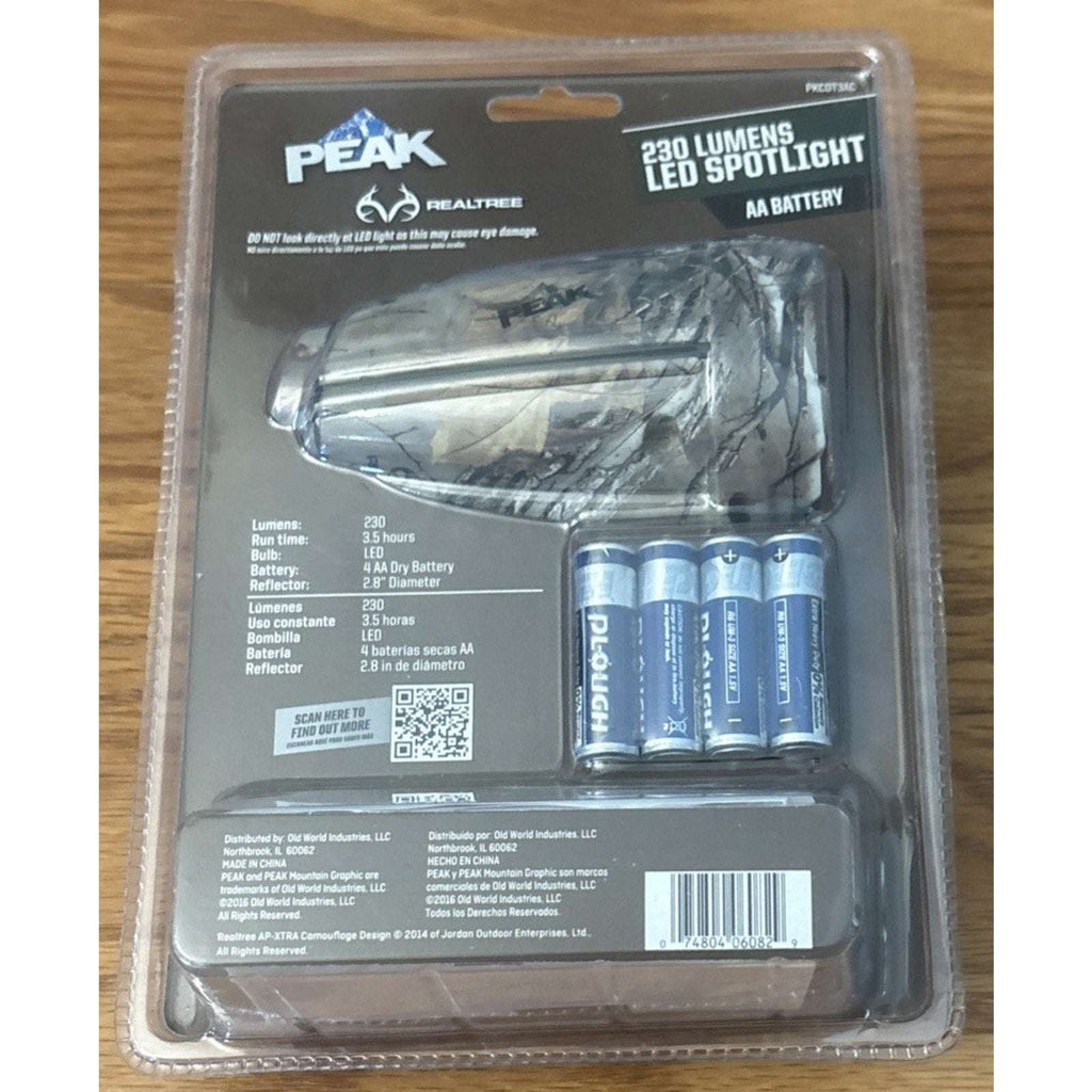 Peak Camo Realtree 230 Lumens 3 Watt LED Spotlight AA Battery Powered PKCOT3AC