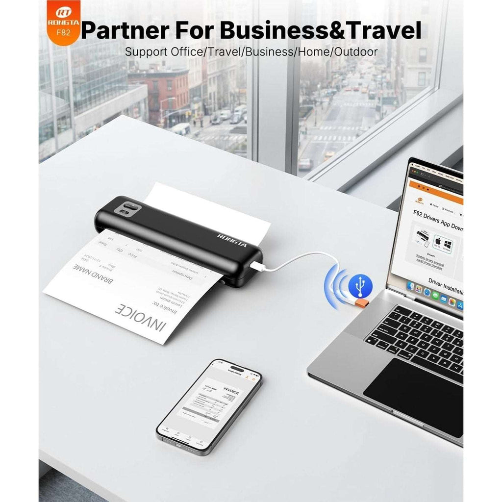 Rongta Portable Thermal Bluetooth Ink-less A4 Printer Business Travel Office NEW