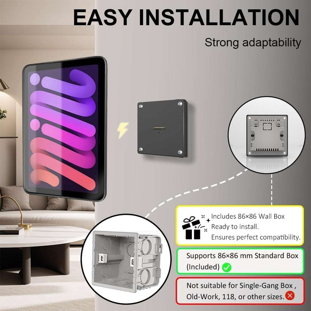 Smart Home Magnetic Wall Mount Charging Kit for Apple iPad mini 6 & A17 Pro 8.3"