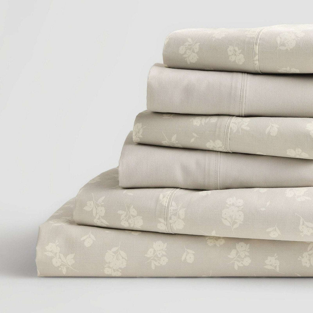 THE BIG ONE Performance Brushed Cotton Deep Fit 6PC Sheet Set Floral Queen
