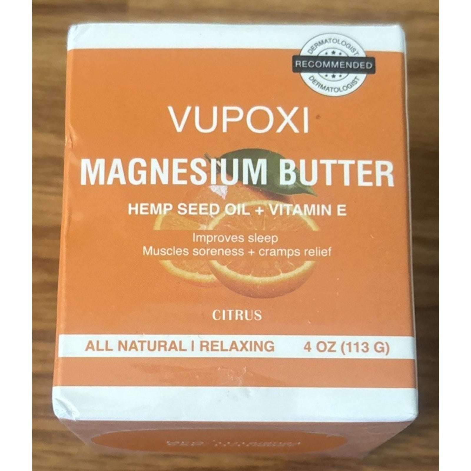 Vupoxi Magnesium Topical Body Butter w/ Hemp Seed Oil & Vit E Sleep, Sore Muscle