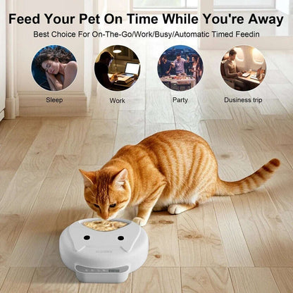 Automatic Cat 4 Tray Feeder Wet/Dry Food Portable Cordless Dog Food Dispenser