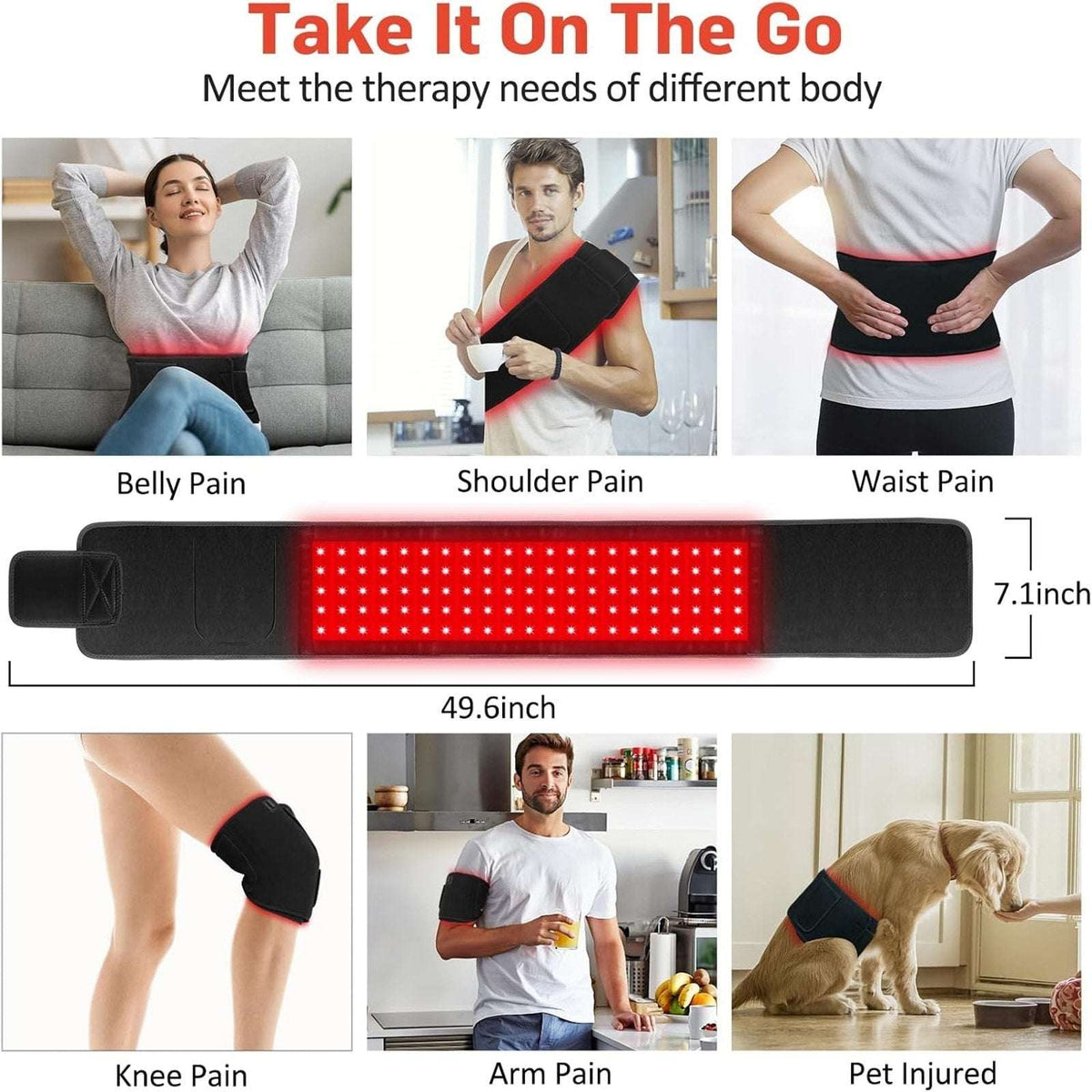 GMOWNW Red & Near Infrared Light XL Therapy Wrap Belt for Full Body Timer Remote