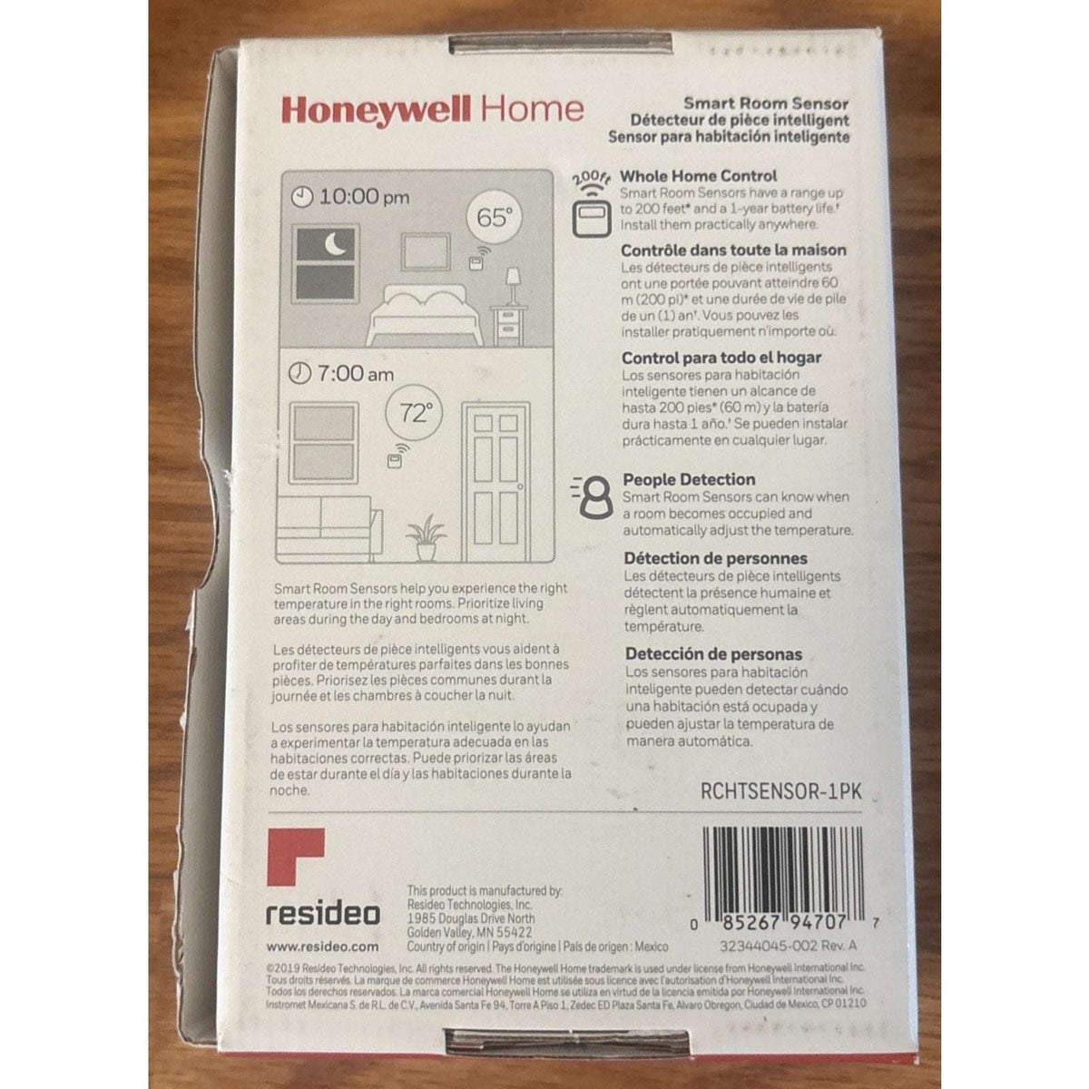 HONEYWELL HOME RCHTSENSOR SMART ROOM SENSOR FOR T9 / T10 PRO SMART THERMOSTAT