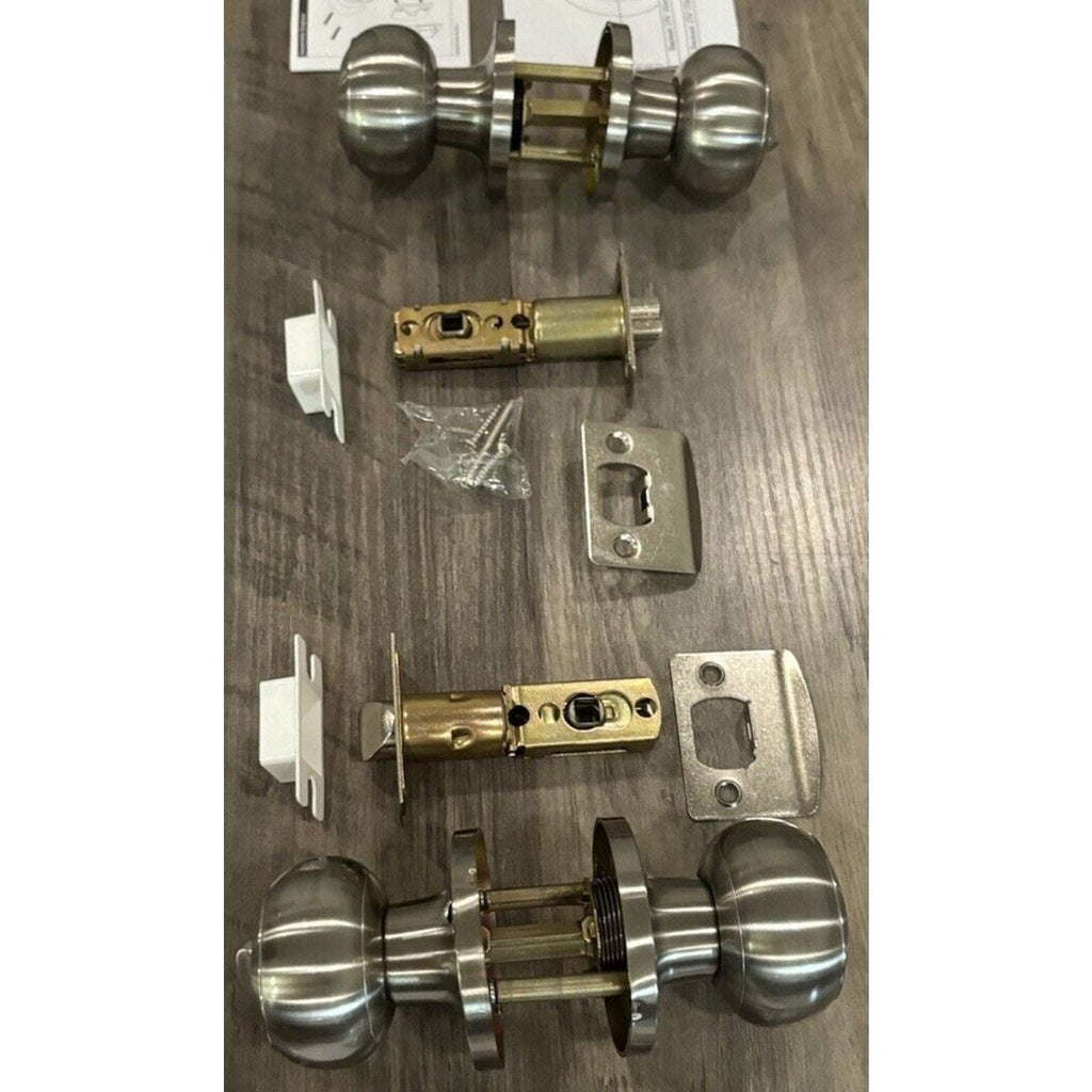 Probrico 2 Sets Ball Knobs Privacy Door Lock Knobs Satin Nickel Finish DL609SNBK