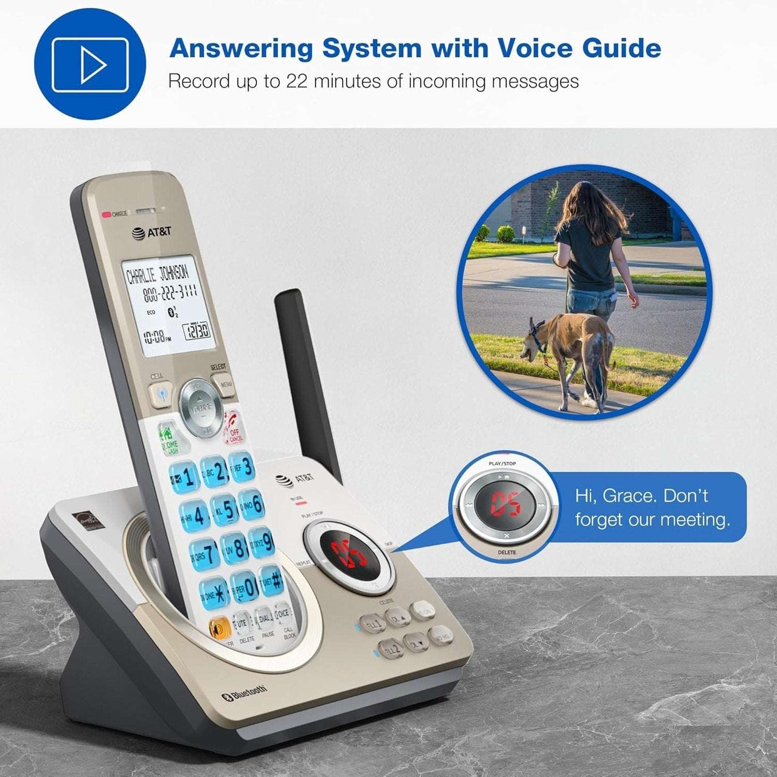 AT&T DL72219 Expandable 2 Handset Cordless Phone Answering Sys w Connect to Cell