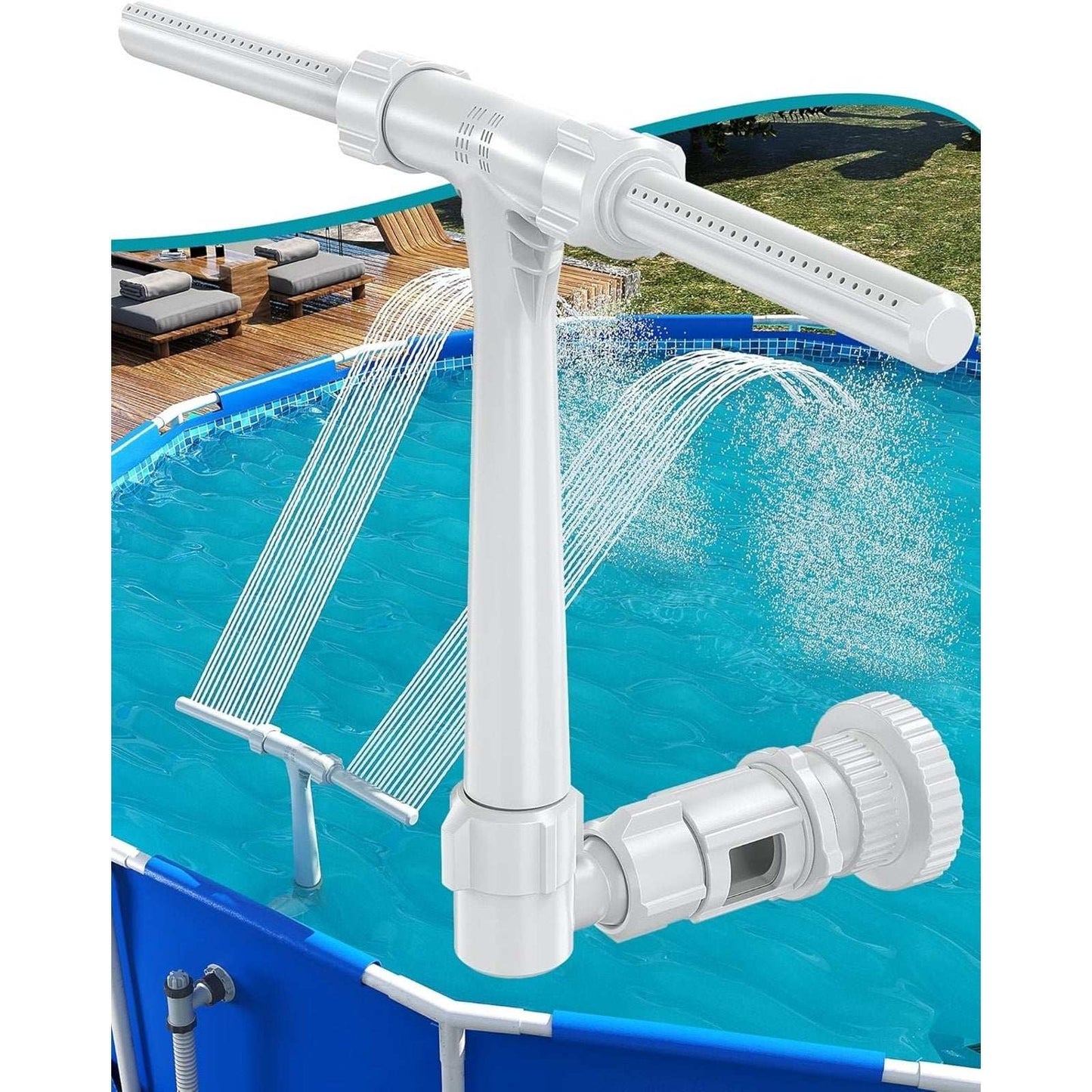 Pool Fountain for above and In-Ground Pools, Dual Spray Pool Waterfall Sprinkler