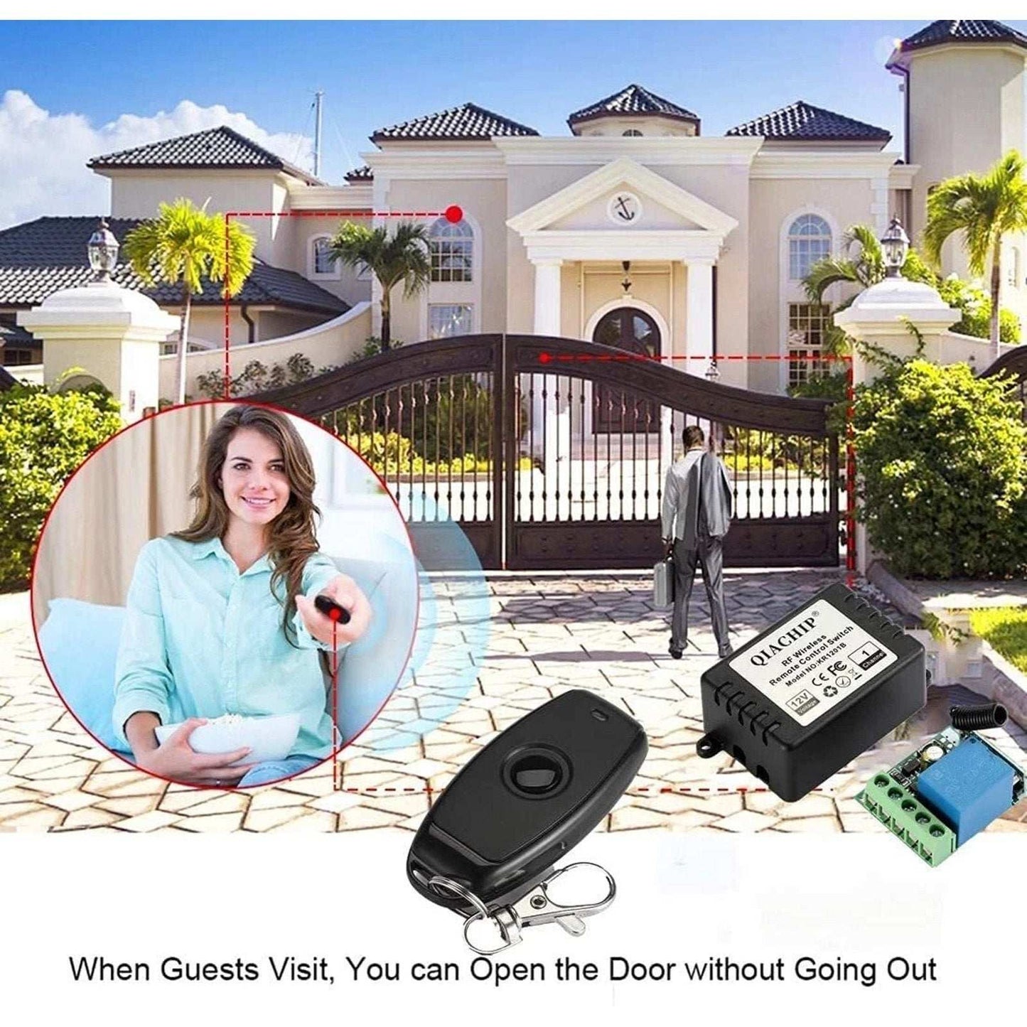 12V 1CH 433Mhz RF Remote Relay Switch Momentary Toggle Doors/Lights 2 Relays