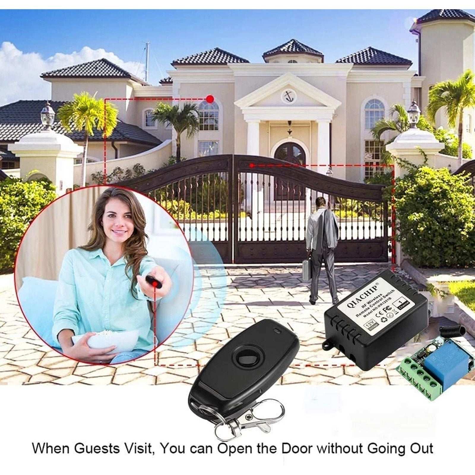 12V 1CH 433Mhz RF Remote Relay Switch Momentary Toggle Doors/Lights 2 Relays