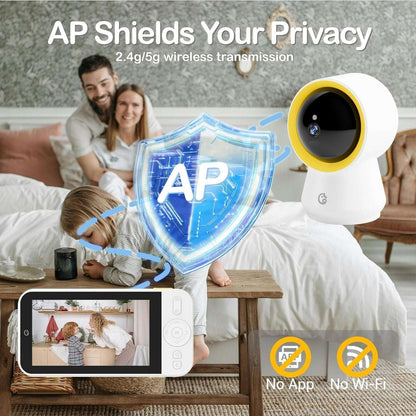Ellie Baby Pro NON-Wifi AI Smart Baby Monitor w Audio, Cry Detect, Virtual Fence