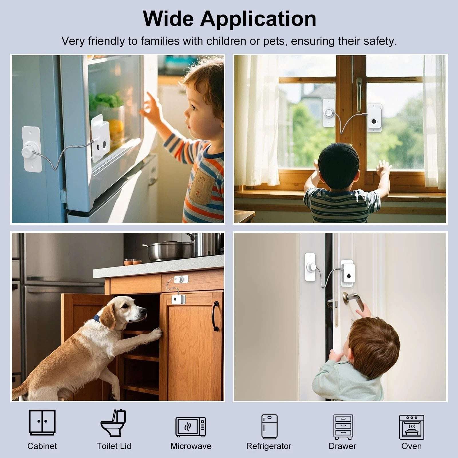 Fingerprint Fridge Lock - Child & Pet Proof Security for Drawers Balcony Doors