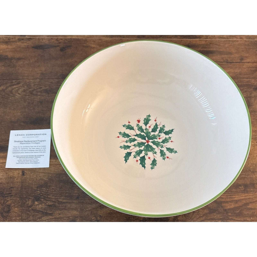 Lenox Holiday Entertaining Christmas Holly & Berries 12" Pasta Serving Bowl