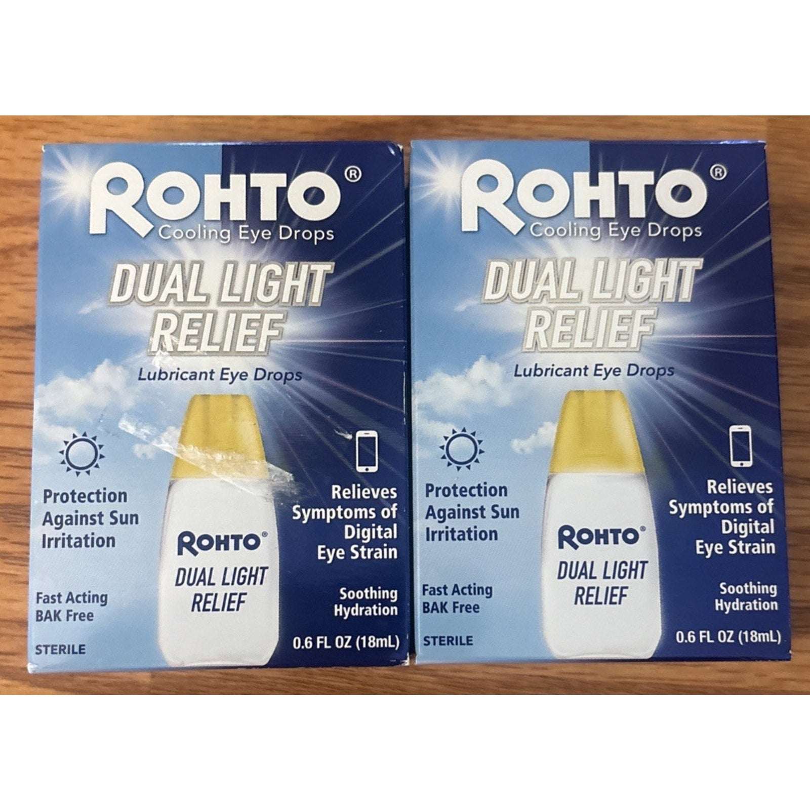 2 Pack Rohto Dual Light Relief Cooling Lubricant Eye Drops, 0.6 fl oz Exp 12/26