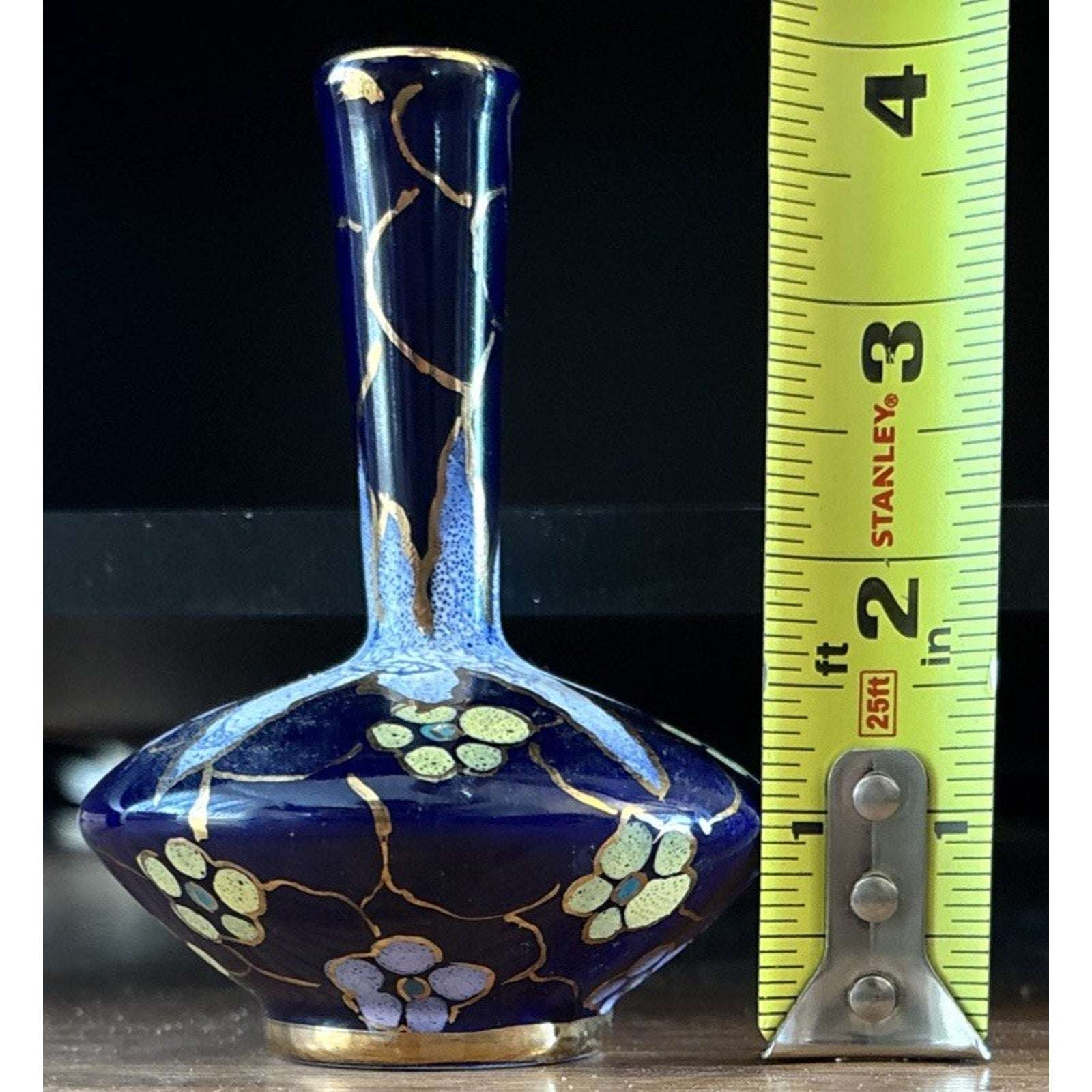 VTG REGINA Paris GOUDA HOLLAND ART POTTERY 109 Cobalt Blue Hand Painted BUD VASE