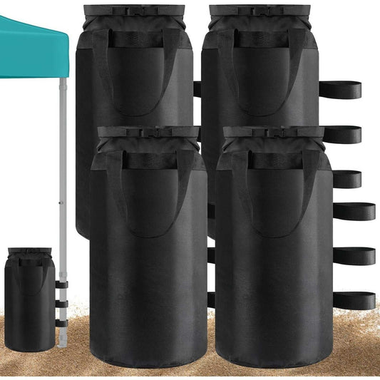300lbs Canopy Weights Sand Bags Set of 4, XL Heavy Duty 1680D Black Sandbags