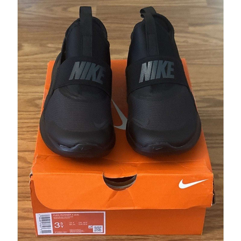 IF2893-001 GRADE SCHOOL NIKE FLEX RUNNER 4 Slip On Black Size 3.5Y GS