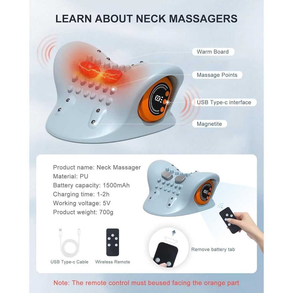 Upgraded Neck Shoulder Massager Device with Heat, Pulse & Vibration Rechargeable