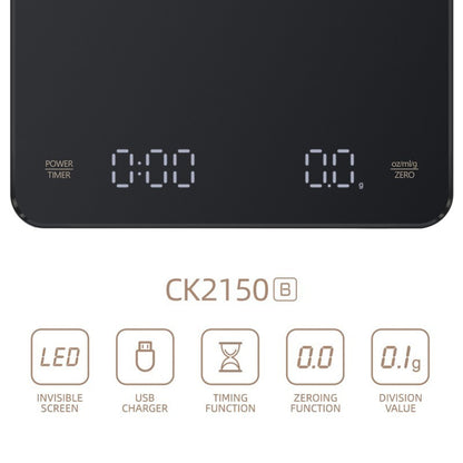 Digital Coffee Scale w/ Timer LED Display High Precision Rechargeable Portable
