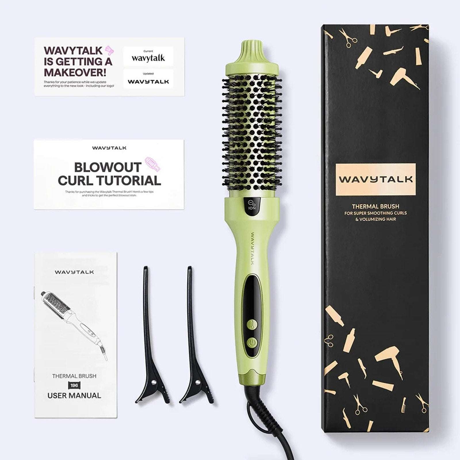Wavytalk Blowout Boost Ionic Smoothing Thermal Heated Round Brush 1.5" - Green