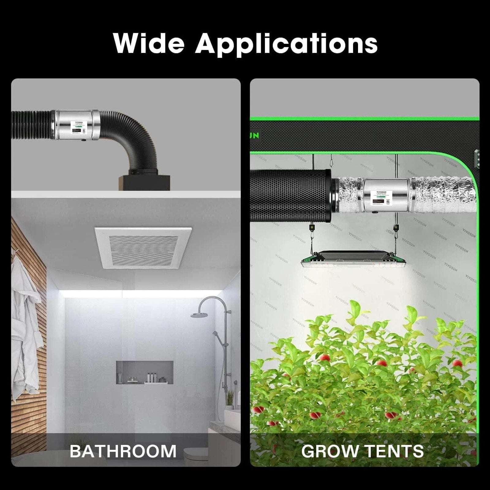 VIVOSUN 6in Electric Inline Duct Fan 240CFM, HVAC Exhaust Intake Fan Low Noise