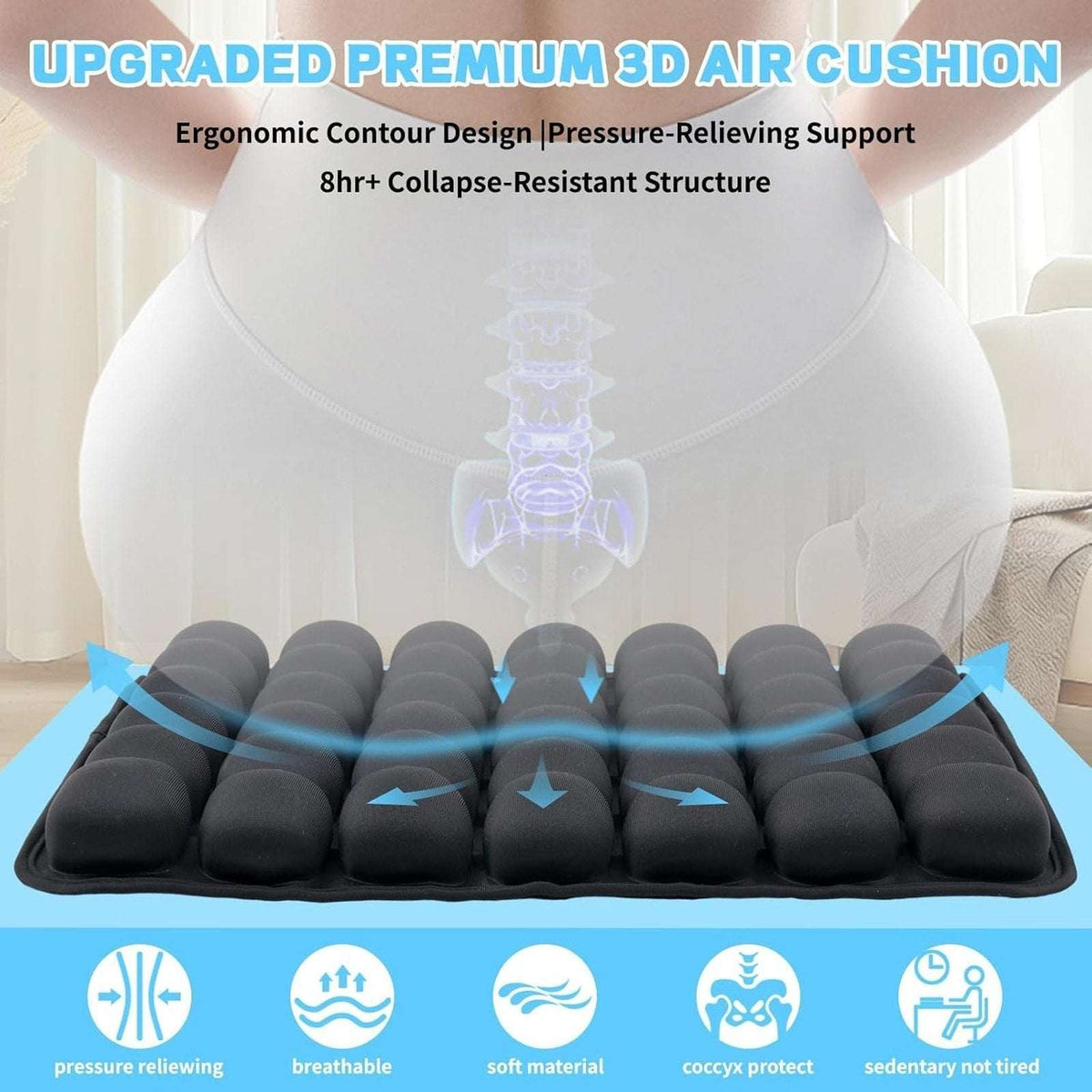 Sondur Travel Cushion Cloudair Inflatable Airplane Seat Cushion w/ Case - No Box