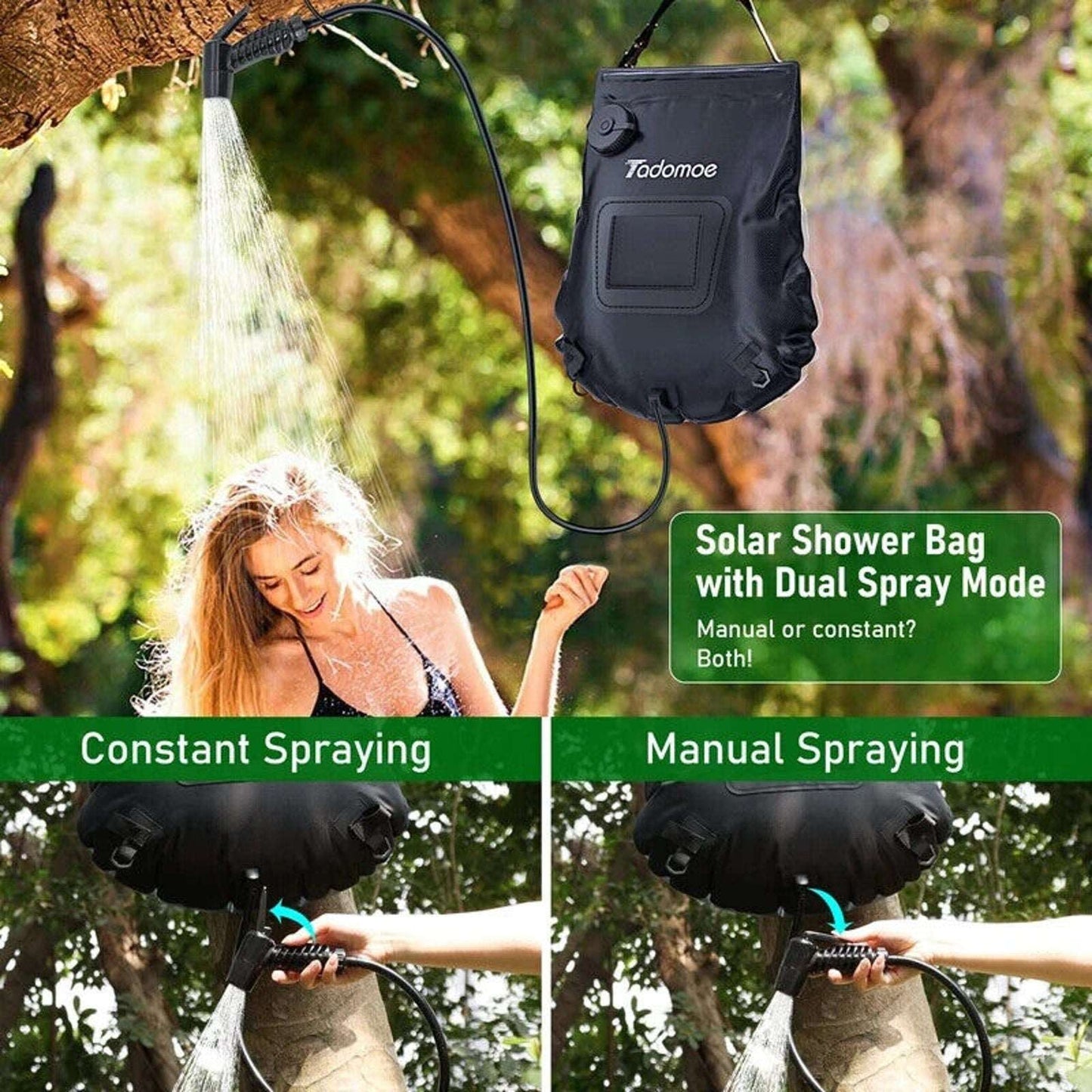 Tadomoe Portable Shower 5 Gallon Quick Solar Heating Camping Shower Camping Pets