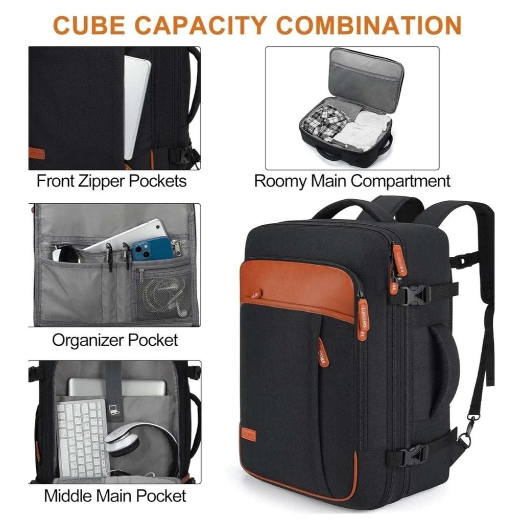Lumesner Carry on Backpack Travel Set XL 40L TSA Flight Approved Bag w/ USB Port