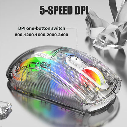 Transparent RGB Bluetooth Wireless Gaming Mouse, Dual Mode USB Computer Mouse