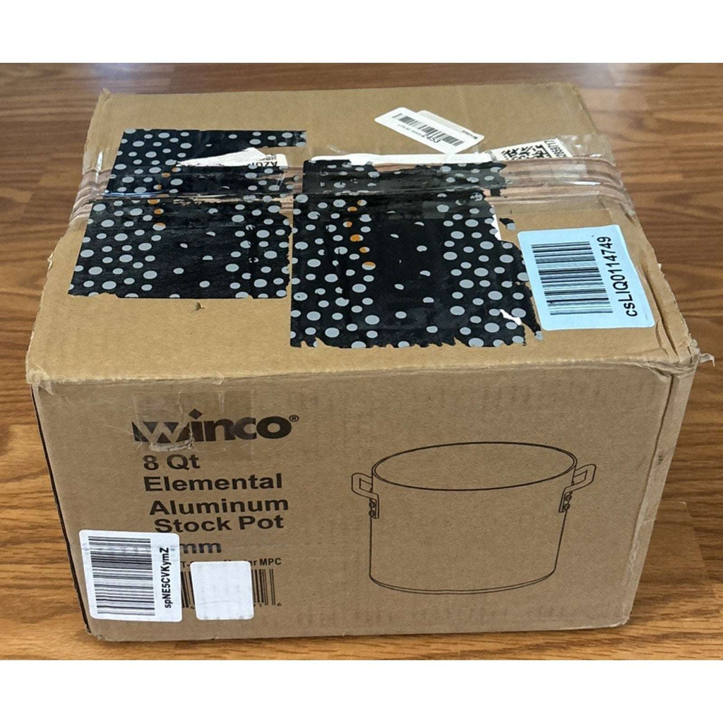 Winco ALST-8 Elemental 4mm Aluminum Stock Pot - 8 Quart - Even Heating, Durable