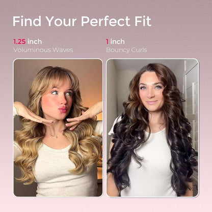 TYMO CURLPRO PLUS 1.25" Automatic Rotating Curling Iron Wand Beach Waves - Pink
