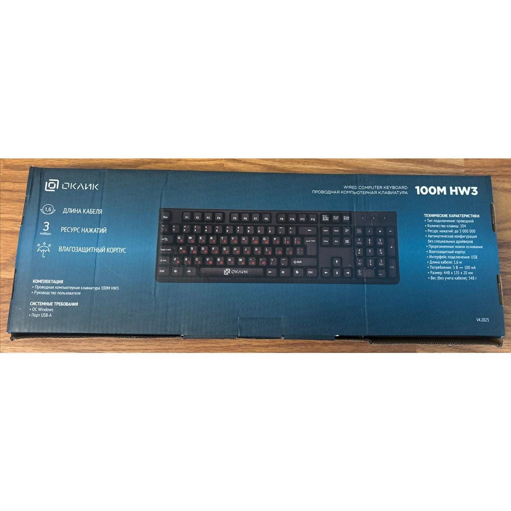 Oklick 100M HW3 USB Wired Keyboard 104-Key Number Pad Bilingual Russian English