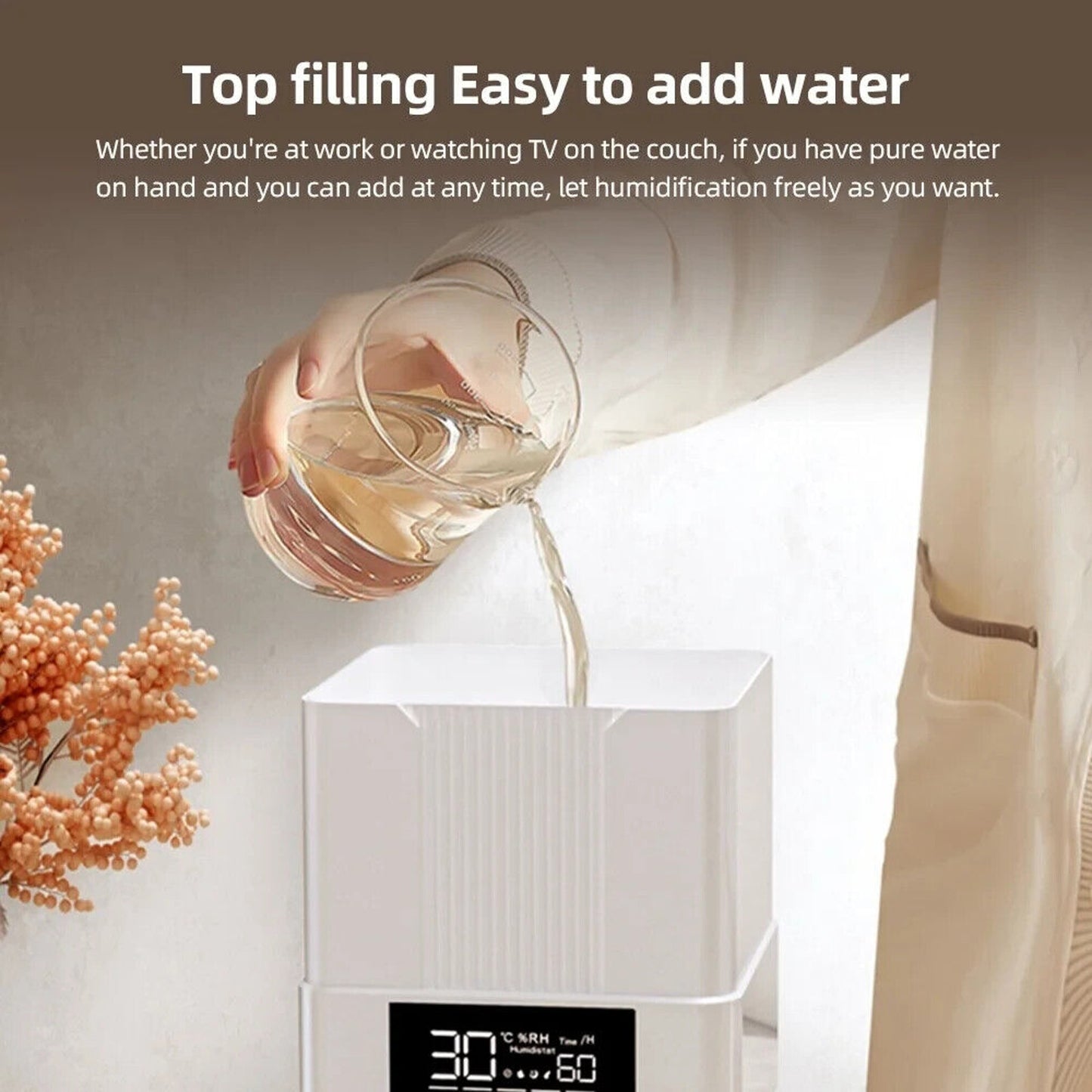 Flame Humidifier Top Fill Remote Control Large 3.5L LED Cool Mist Aroma Diffuser