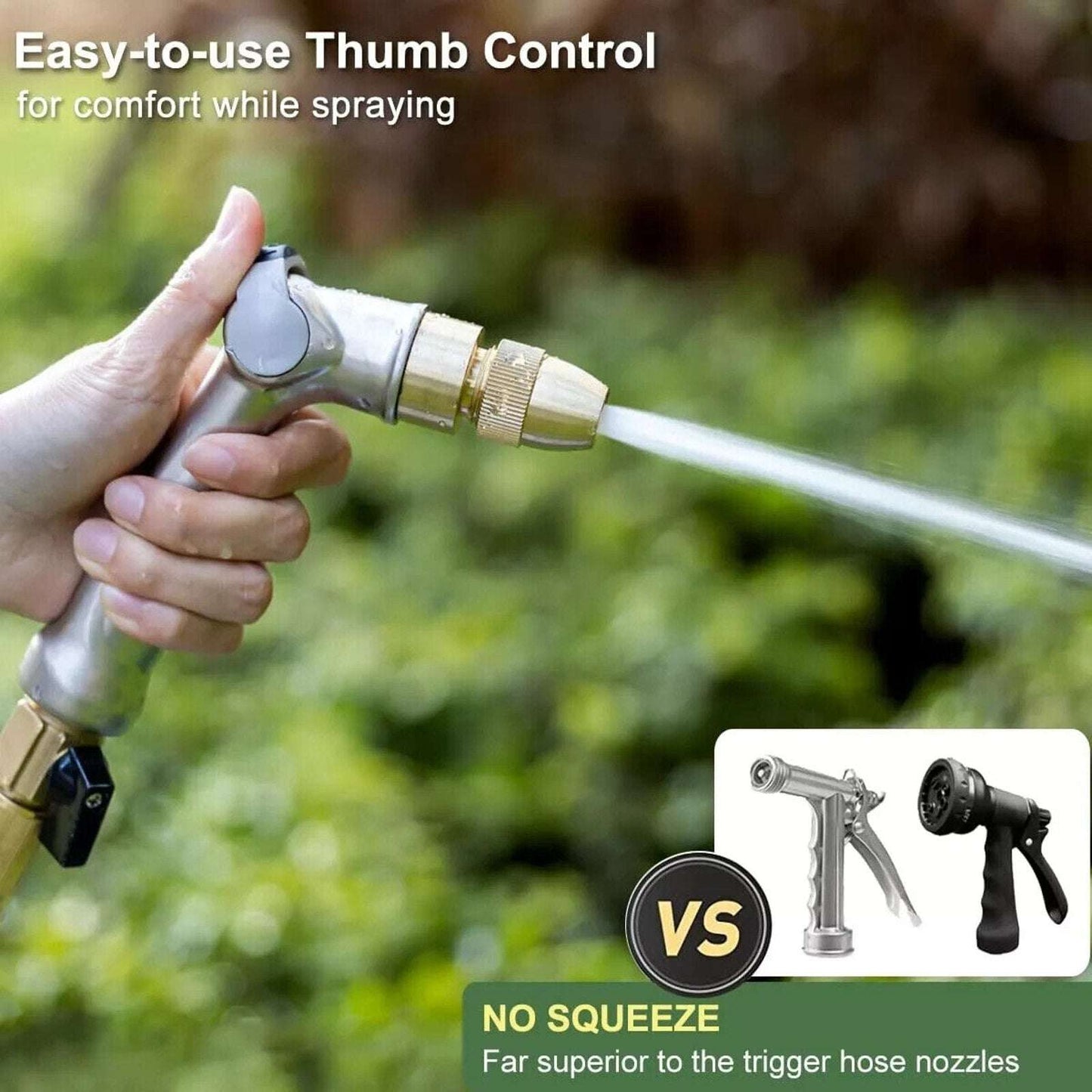 Professional 100% Heavy Duty Metal Garden Water Hose Nozzle w Thumb Control