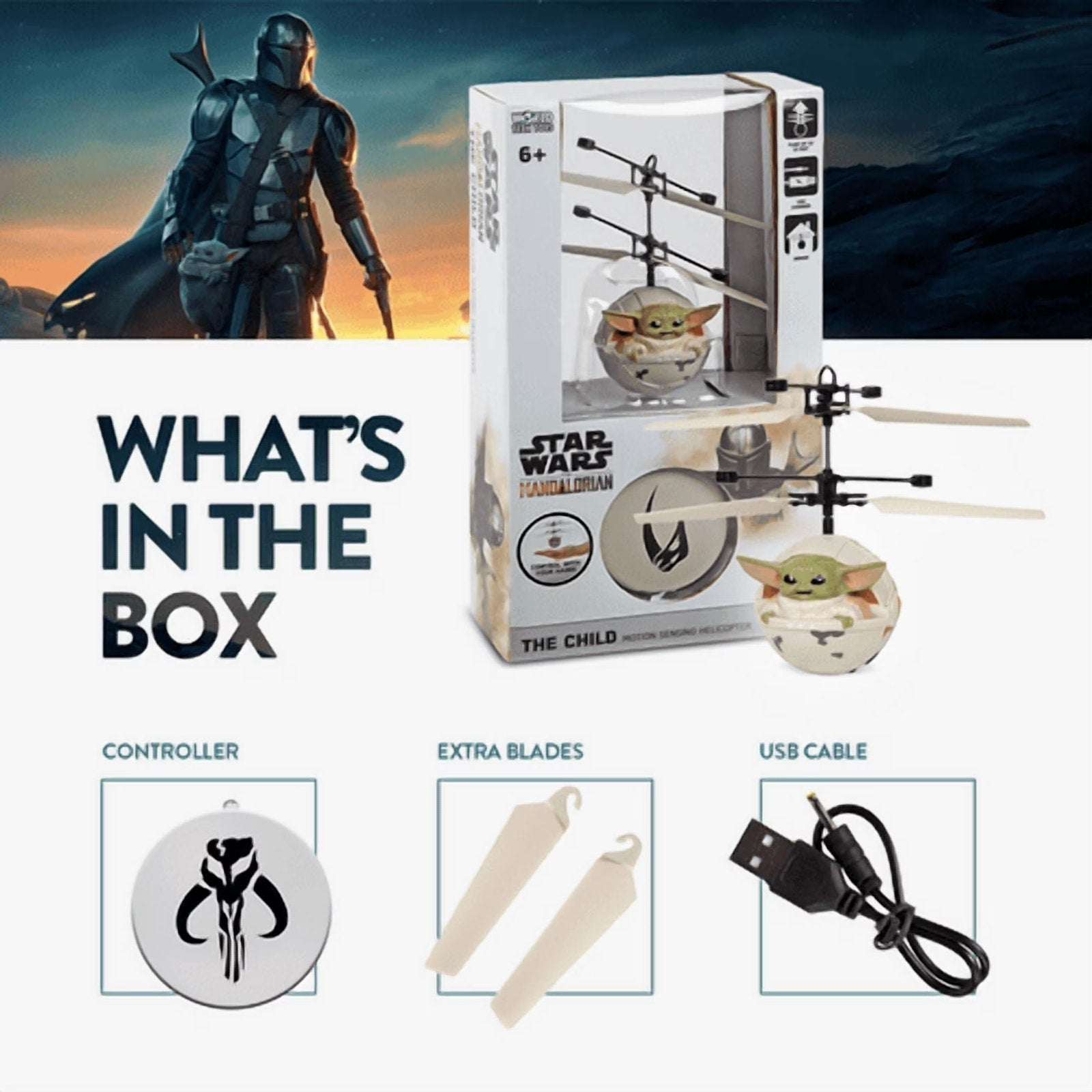 Star Wars Mandalorian The Child Motion Sensing Flying Helicopter Baby Yoda Drone