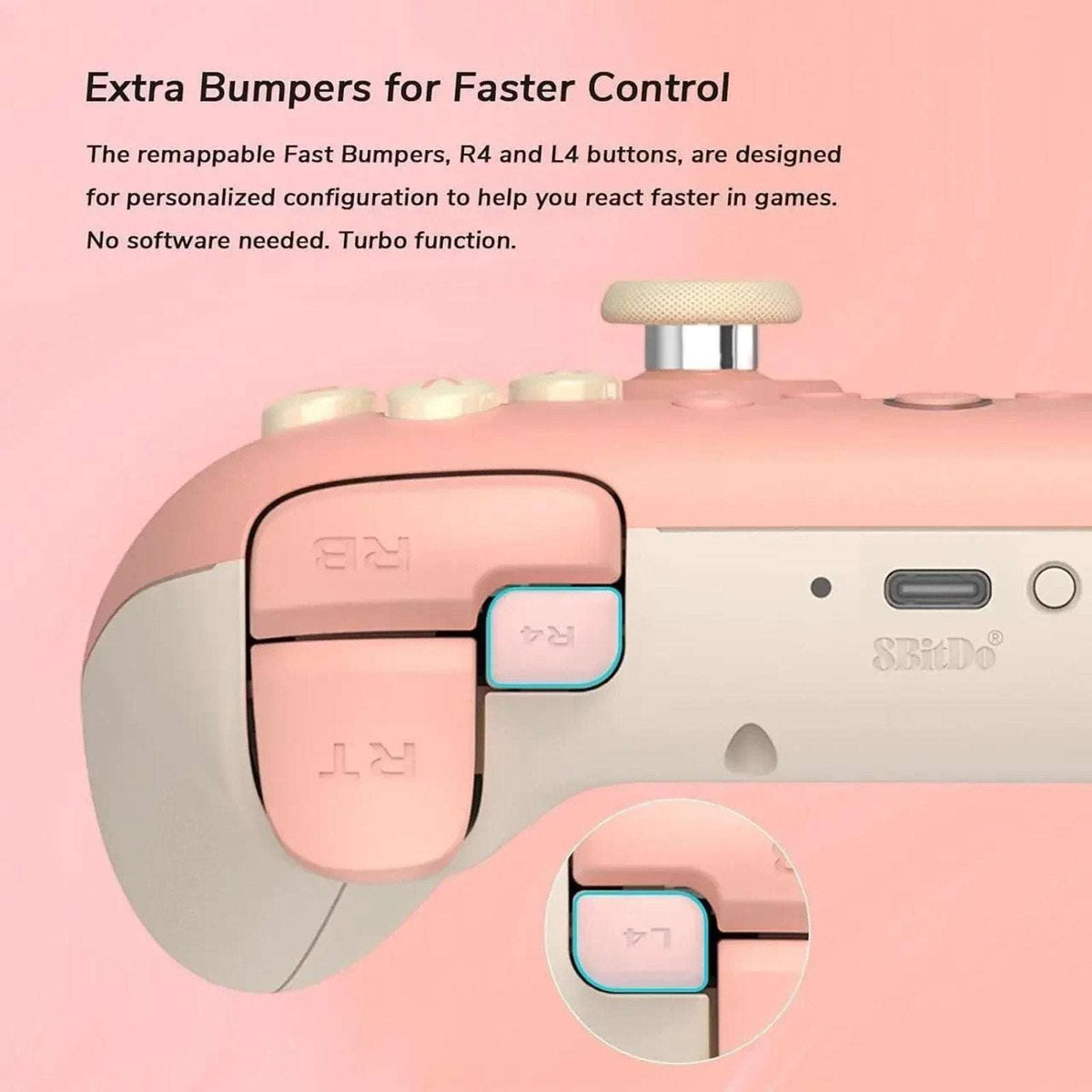 8BitDo Ultimate 2C Wireless Controller Peach 2.4G Bluetooth USB PC Android