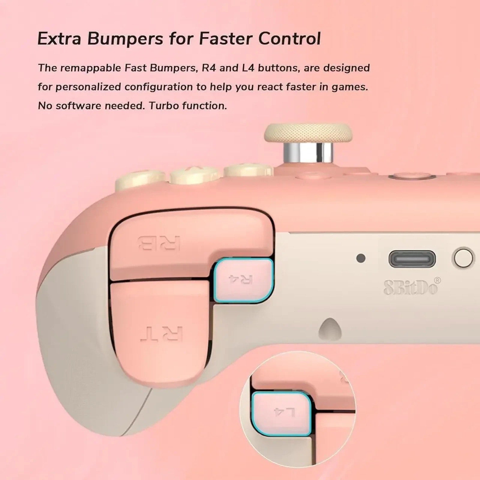 8BitDo Ultimate 2C Wireless Controller Peach 2.4G Bluetooth USB PC Android