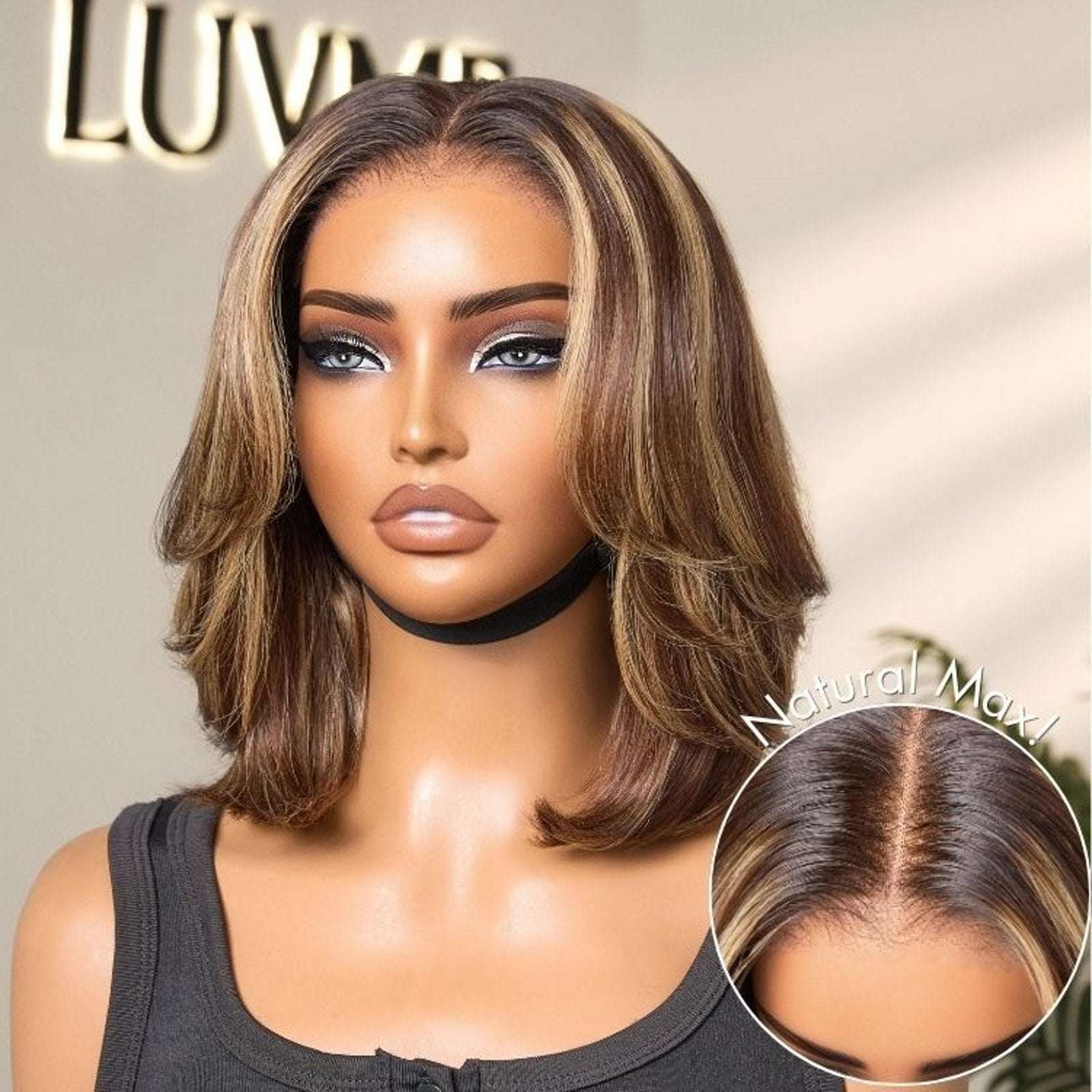 Luvme 100% Human Hair Wig 150% Density Brown/Blonde Highlights Glueless One Size