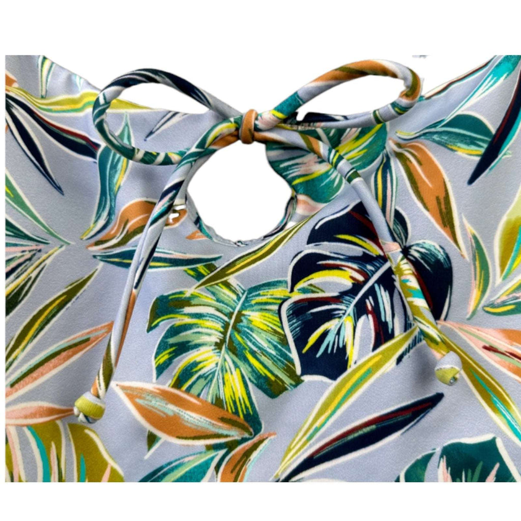 Beach Betty by Miracle Brands Blue Tropical Floral Keyhole SwimSuit X Large