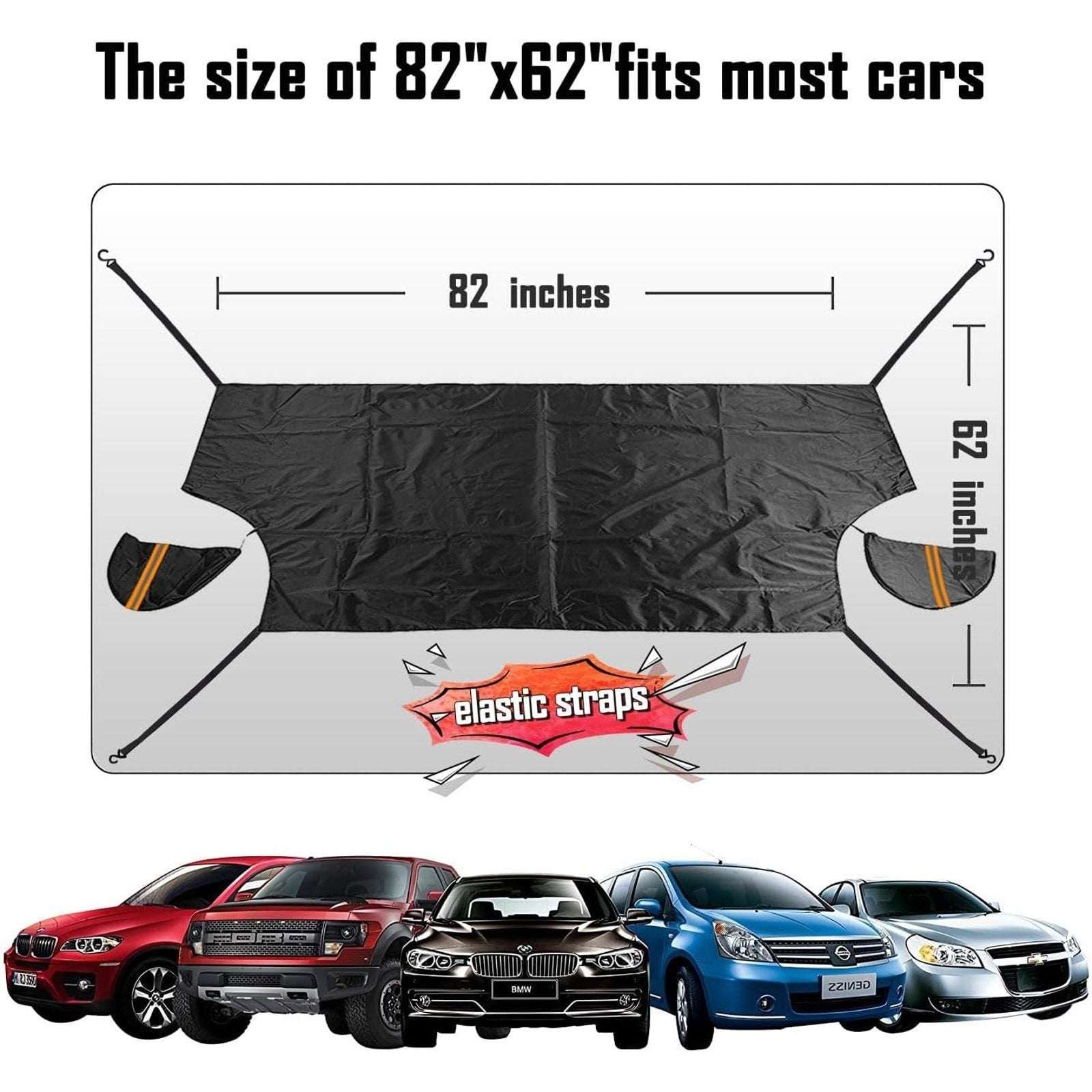 EXQUISLIFE Universal Car Windshield Cover w/ Side Mirrors - Waterproof Snow Ice