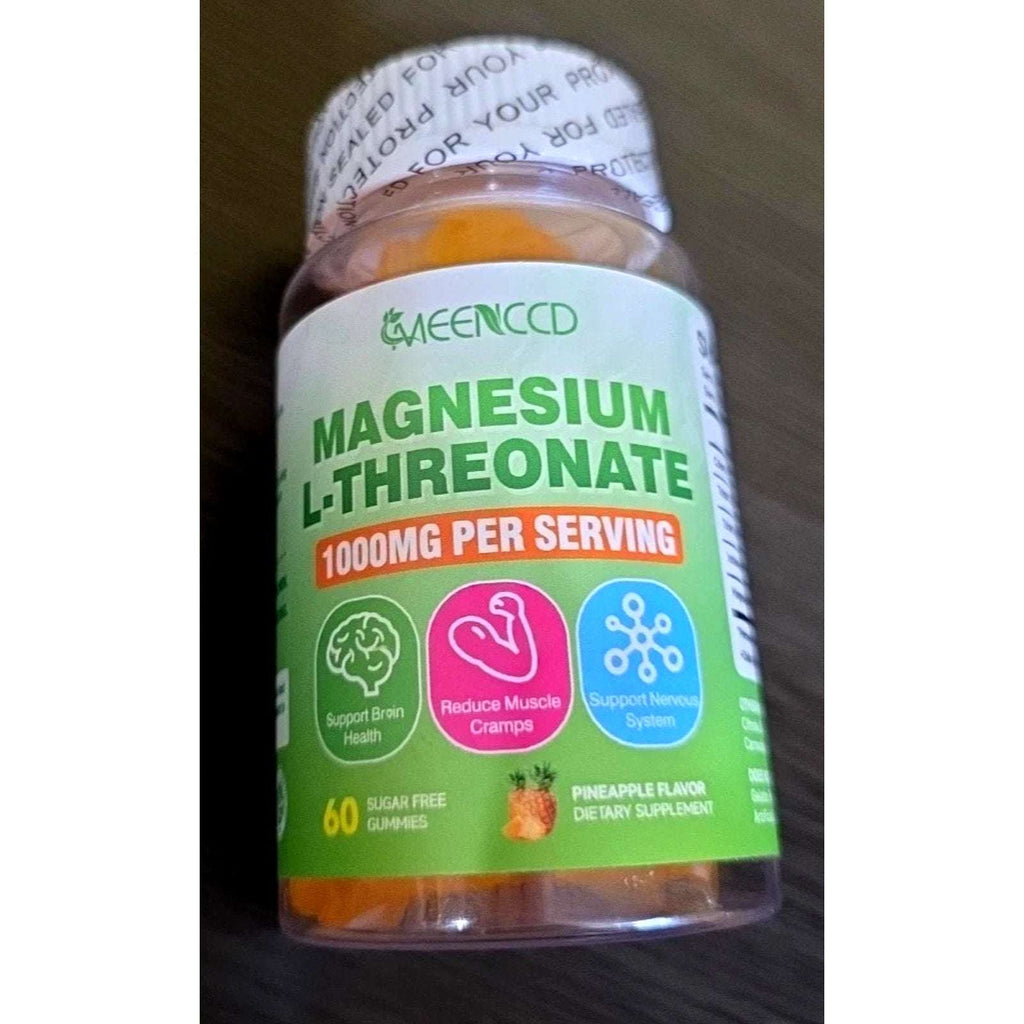 Magnesium L-Threonate 1000mg 60 Sugar Free Gummies Pineapple for Kids & Adults