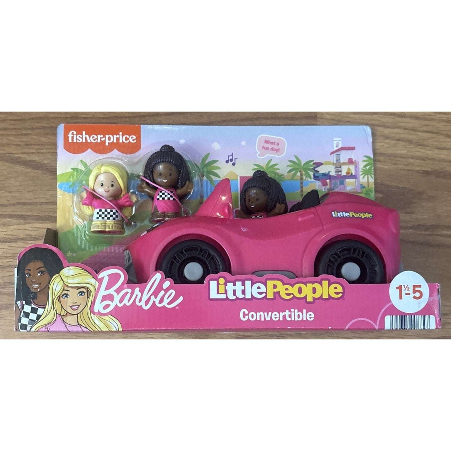 Fisher Price Little People BARBIE Convertible Car with Sounds + 3 Figures NEW