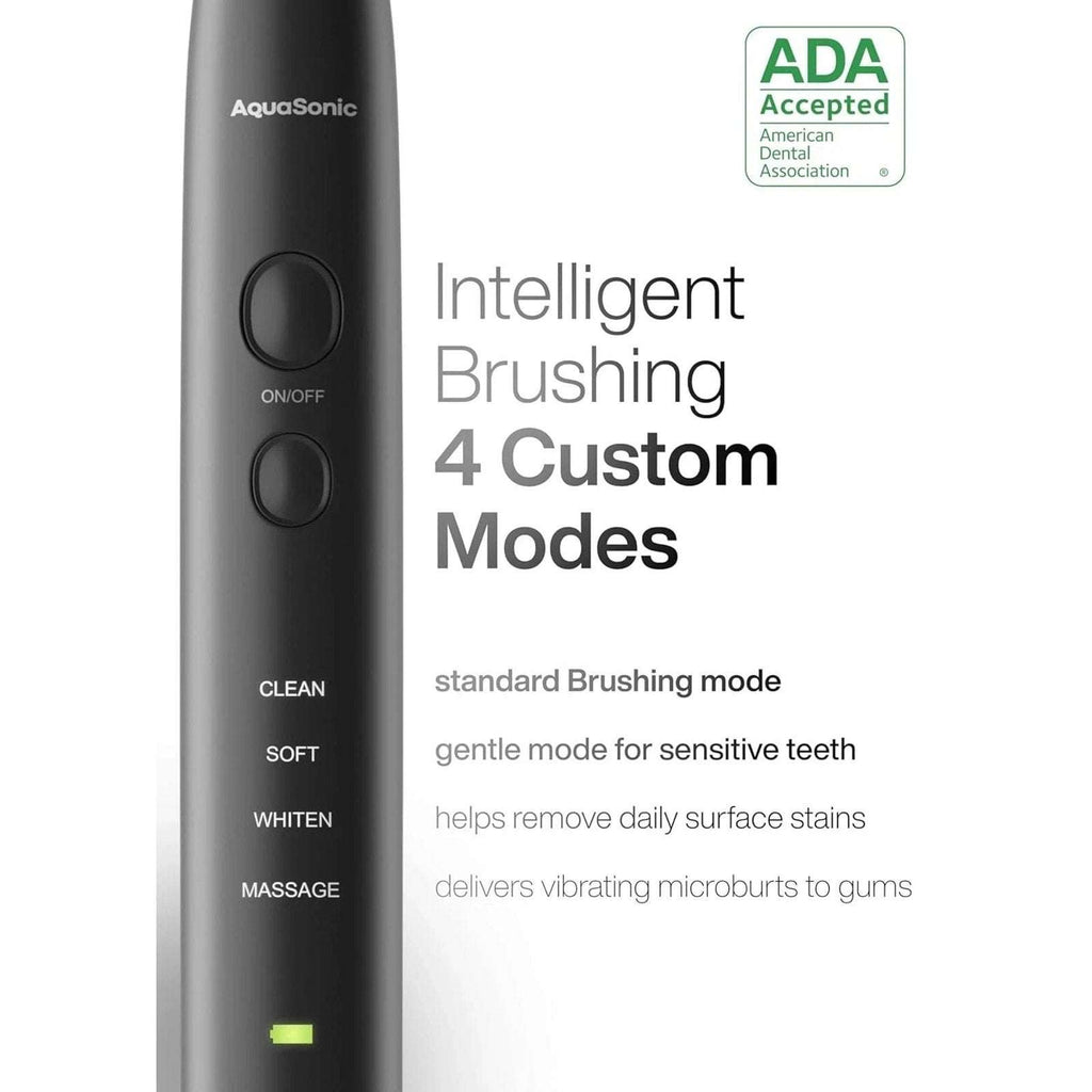Aquasonic Black Series Electric Toothbrush Ultra Whitening + Case, 8 Heads ADA