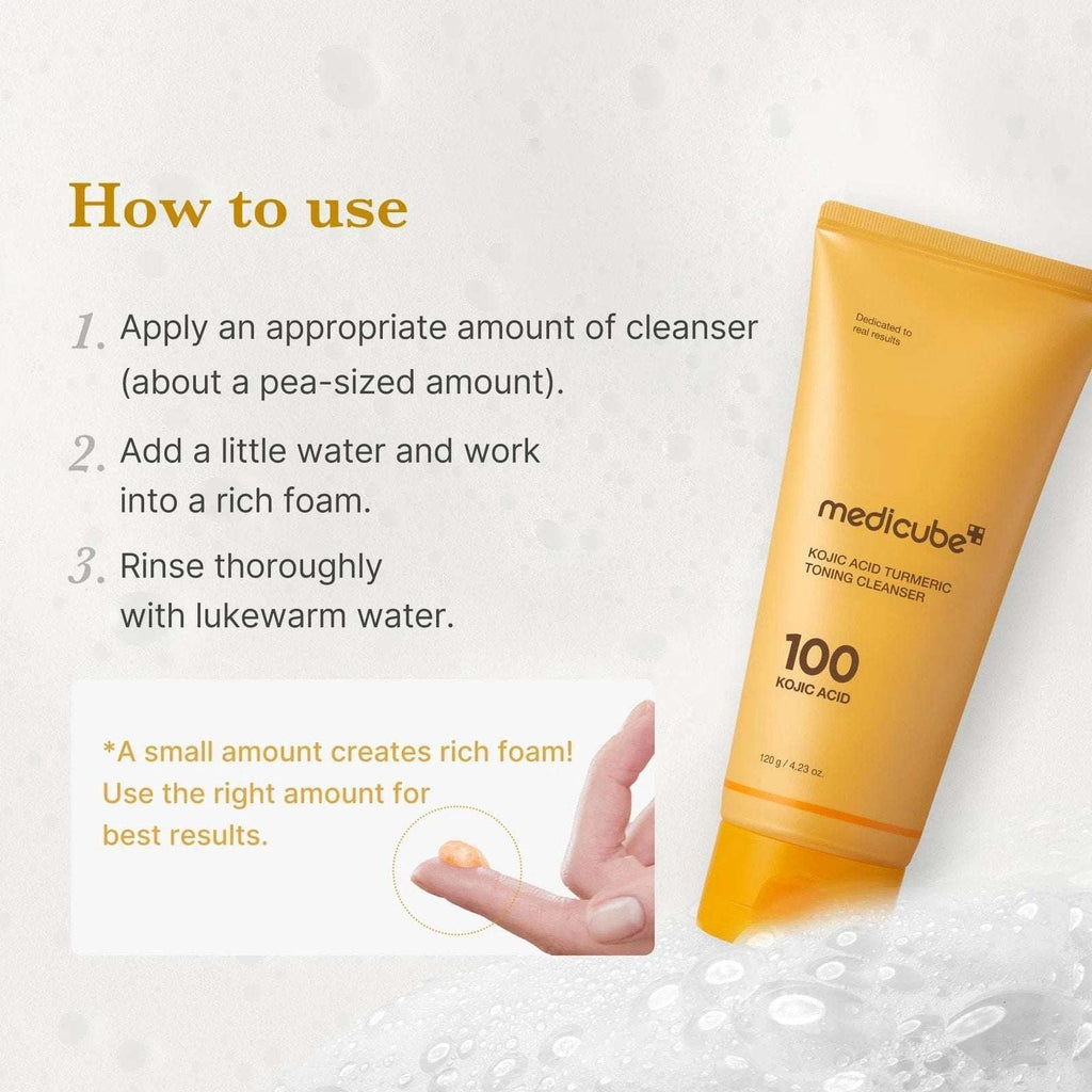 MEDICUBE Kojic Acid Turmeric Toning Cleanser, 4.23 oz New/Sealed EXP 12/2027