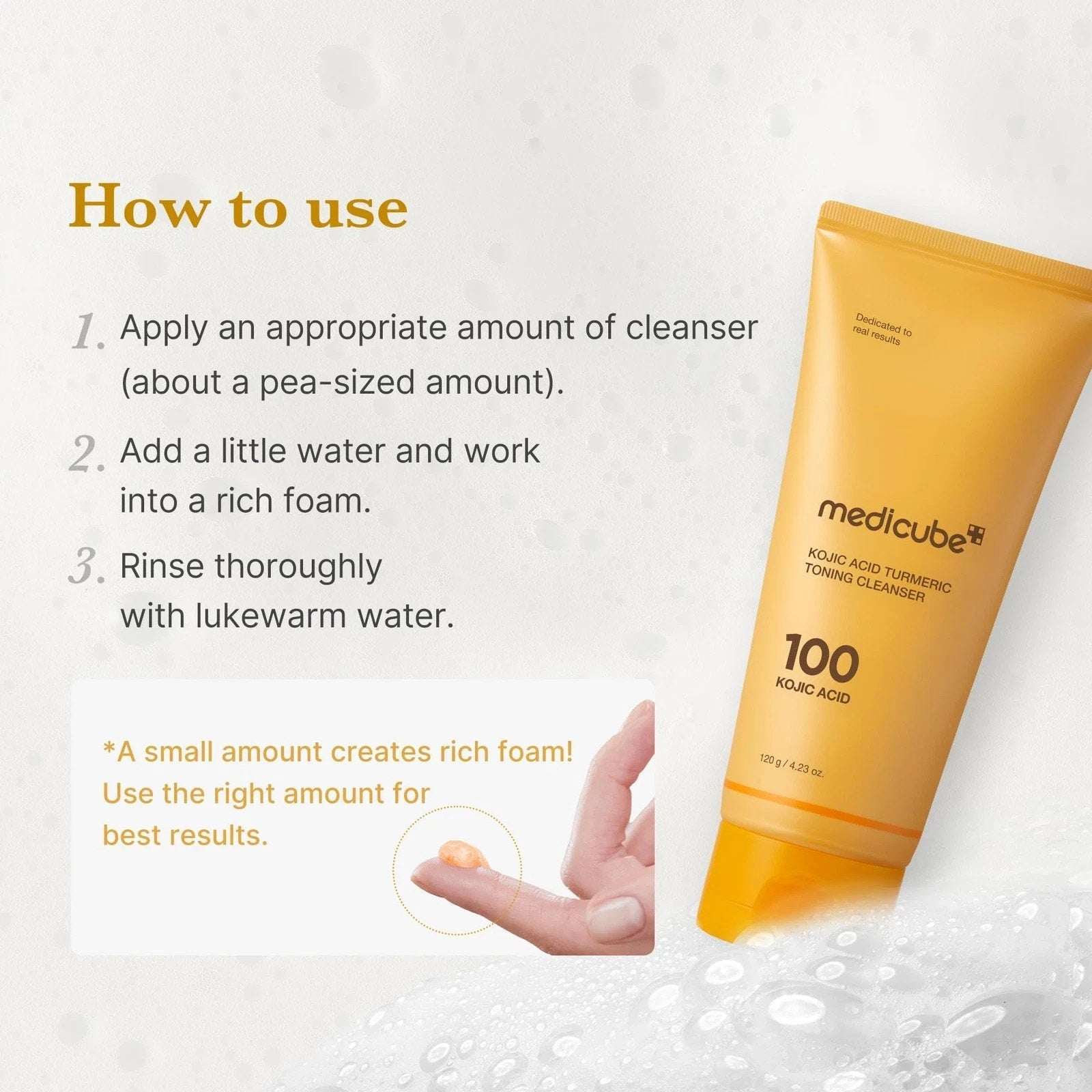MEDICUBE Kojic Acid Turmeric Toning Cleanser, 4.23 oz New/Sealed EXP 12/2027